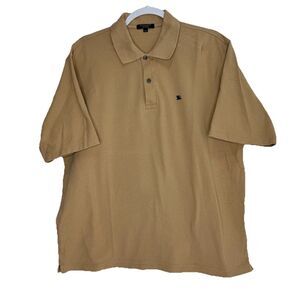 Vintage Y2K Burberry London Short Sleeve Polo Shirt Classic Logo Tan Camel XL